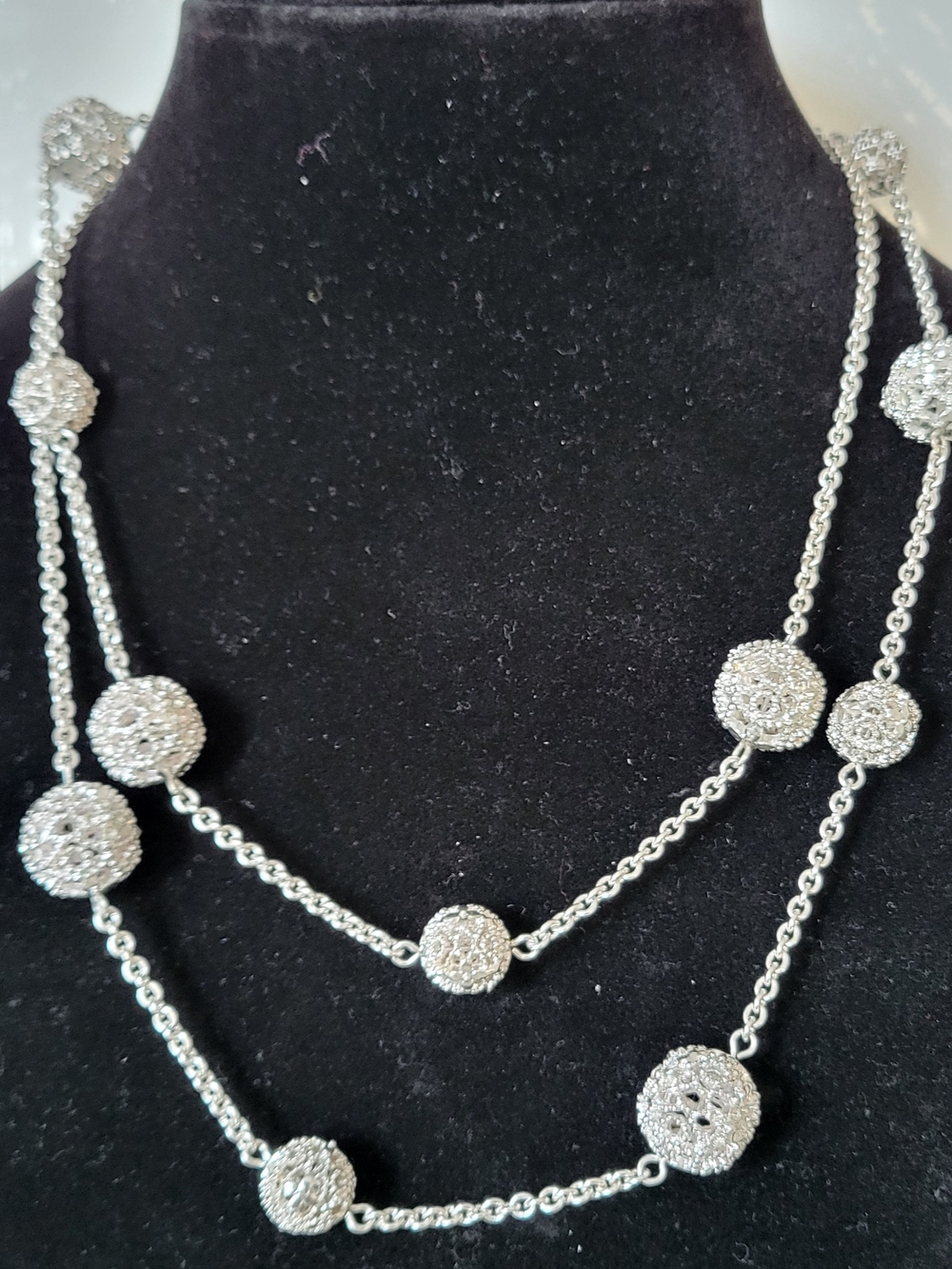 Charter Club Silver Multi-Strand Pave Ball Necklace - Women Jewelry